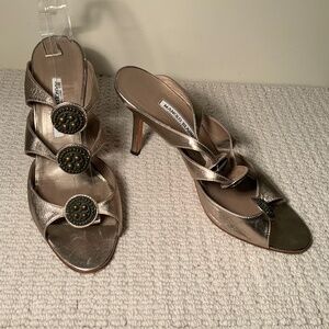 Manolo Blahnik Gold/Platinum Sandal